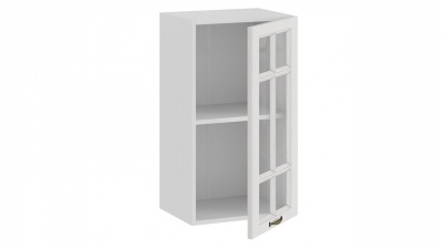 Шкаф навесной c одной дверью со стеклом 400 «Лина» (Белый/Белый)
