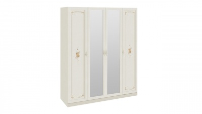 Шкаф для одежды и белья с 2 глухими дверями и 2 зеркальными «Лючия» 