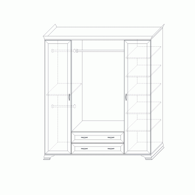 шкаф 4-х дверный (корпус, боковые двери в комплекте) «Сиена»