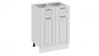 Шкаф напольный с двумя ящиками и двумя дверями 600 «Лина» (Белый/Белый)